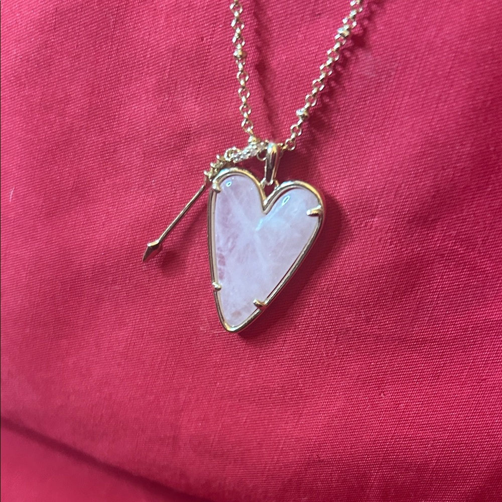 Kendra Scott Pink Heart Necklace on Adjustable Gold tone Chain sku#181 - Picture 3 of 9